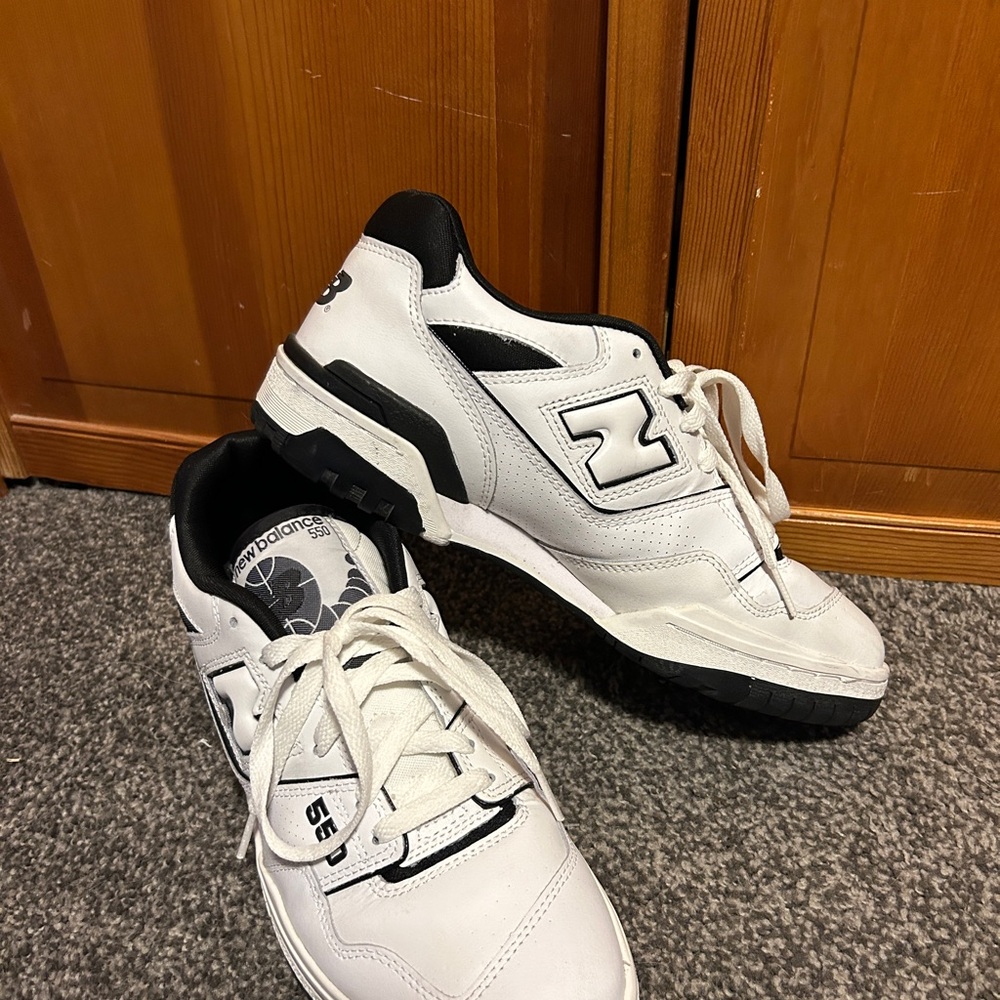 New Balance White and Black Retro Sneakers